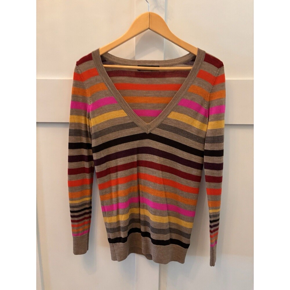 The Limited Women’s Striped Wool Blend Sweater Fall Winter Colors Size Small - Picture 1 of 5